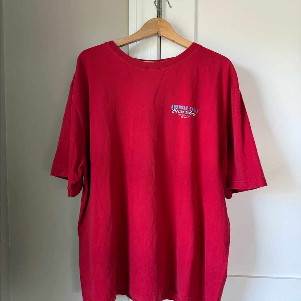 American Eagle Outfitters Bright Red Short-Sleeve Graphic Tee